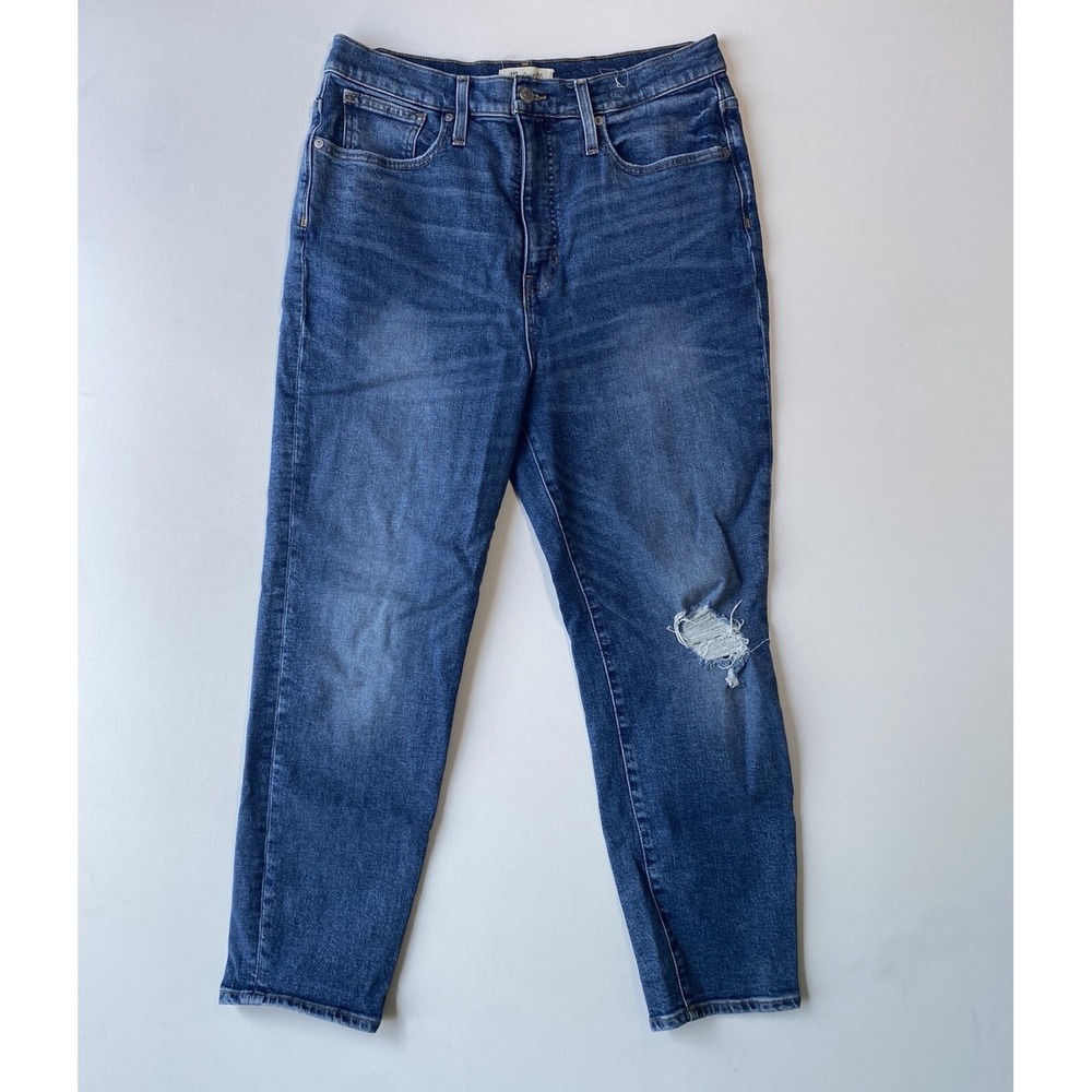 Madewell The Mom Jean 31x26 Medium Wash Distressed High Rise Skinny Denim 31
